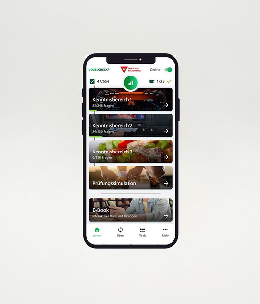 VogelCheck Grundquali Lernen nach Themen Smartphone mit VogelCheck für die Grundquali