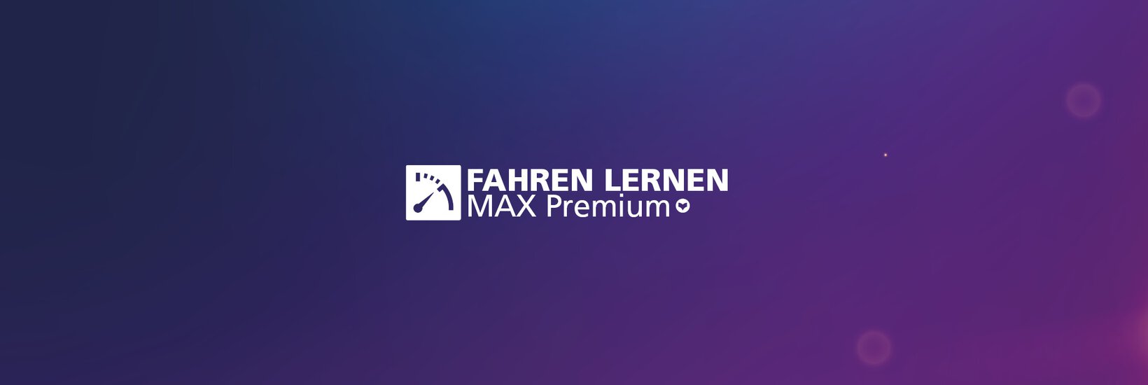 Fahren Lernen Max Premium Logo vor violetten Hindergrund