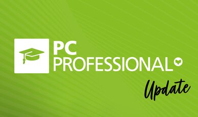 PC Professional Logo auf grünem Hintergrund