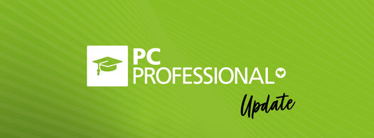 PC Professional Logo auf grünem Hintergrund