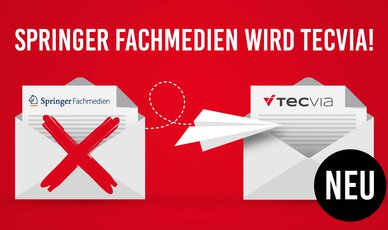 Logos von Springer Fachmedien und TECVIA auf rotem Hintergrund