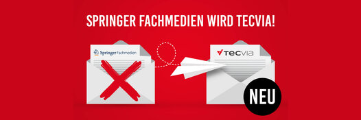 Logos von Springer Fachmedien und TECVIA auf rotem Hintergrund