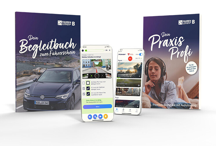 Fahren Lernen Max Premium Set Abbildung des Fahren Lernen Max Premium Sets bestehend aus Begleitbuch, App und Praxis-Profi