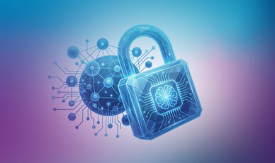 Advanced AI Cybersecurity and Global Data Protection Concept with Glowing Padlock 