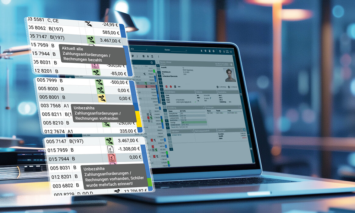Vogel Pay Screen auf Laptop im Büro