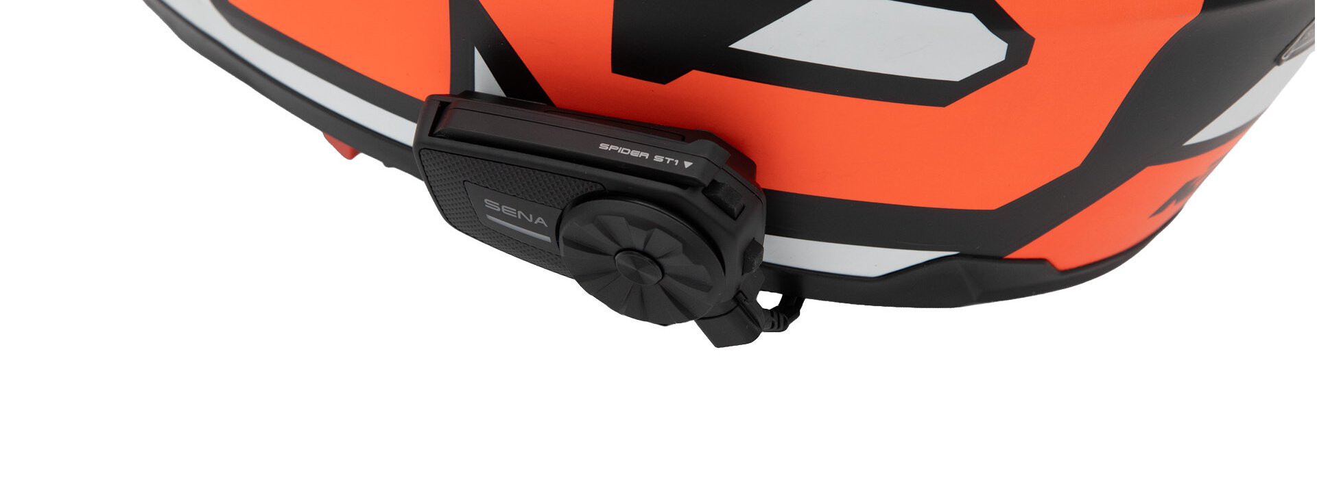 roter Motorradhelm mit SENA Spider ST1-10 Funkgerät