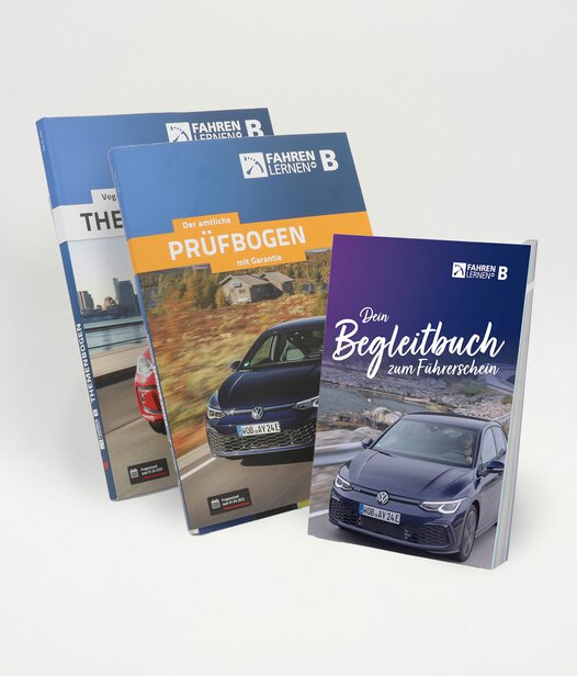 Führerschein Lern- und Prüfset XXL bestehend auf dem Fahren Lernen Max Begleitbuch, dem Prüfungsfragen „Testbogen“ sowie dem Themenbogen