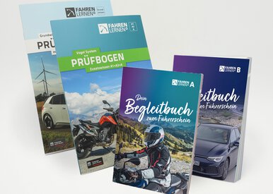 Führerschein Lernset Klasse A bestehend aus den Begleitbüchern Klasse A, A1, A2 sowie B und dem Prüfbogen Grundwissen sowie Zusatzwissen für Klasse A, A1, A2