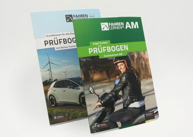 Führerschein Lernset Klasse AM bestehend aus dem Prüfbogen Grundwissen und dem Prüfbogen Zusatzwissen Klasse AM