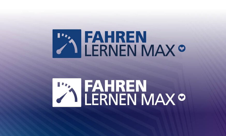 Abbildung Fahren Lernen Max Logo Farbig und Weiß